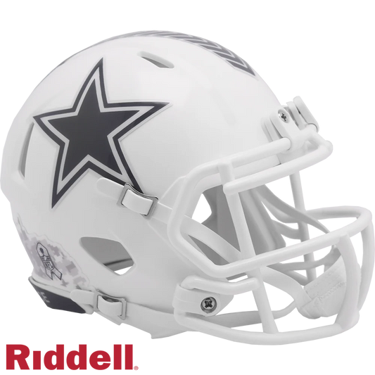 Tony Romo Signed Dallas Cowboys 2024 Salute to Service Alternate Mini Speed Football Helmet