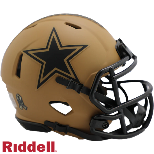 Tony Romo Signed Dallas Cowboys 2023 Salute to Service Alternate Mini Speed Football Helmet