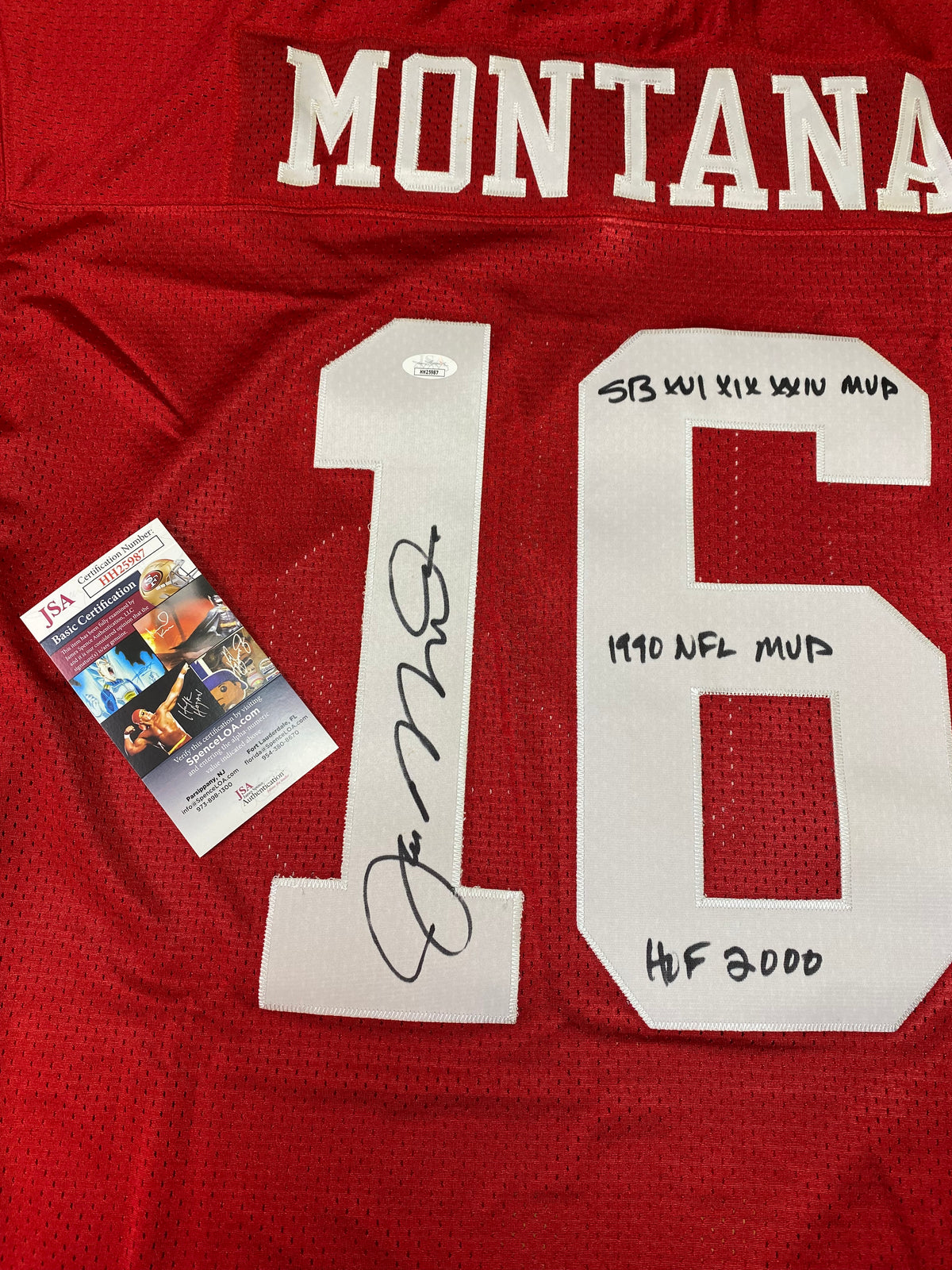 Joe Montana Signed Red #16 Mitchell & Ness Authentic Jersey - San Francisco 49ers QB