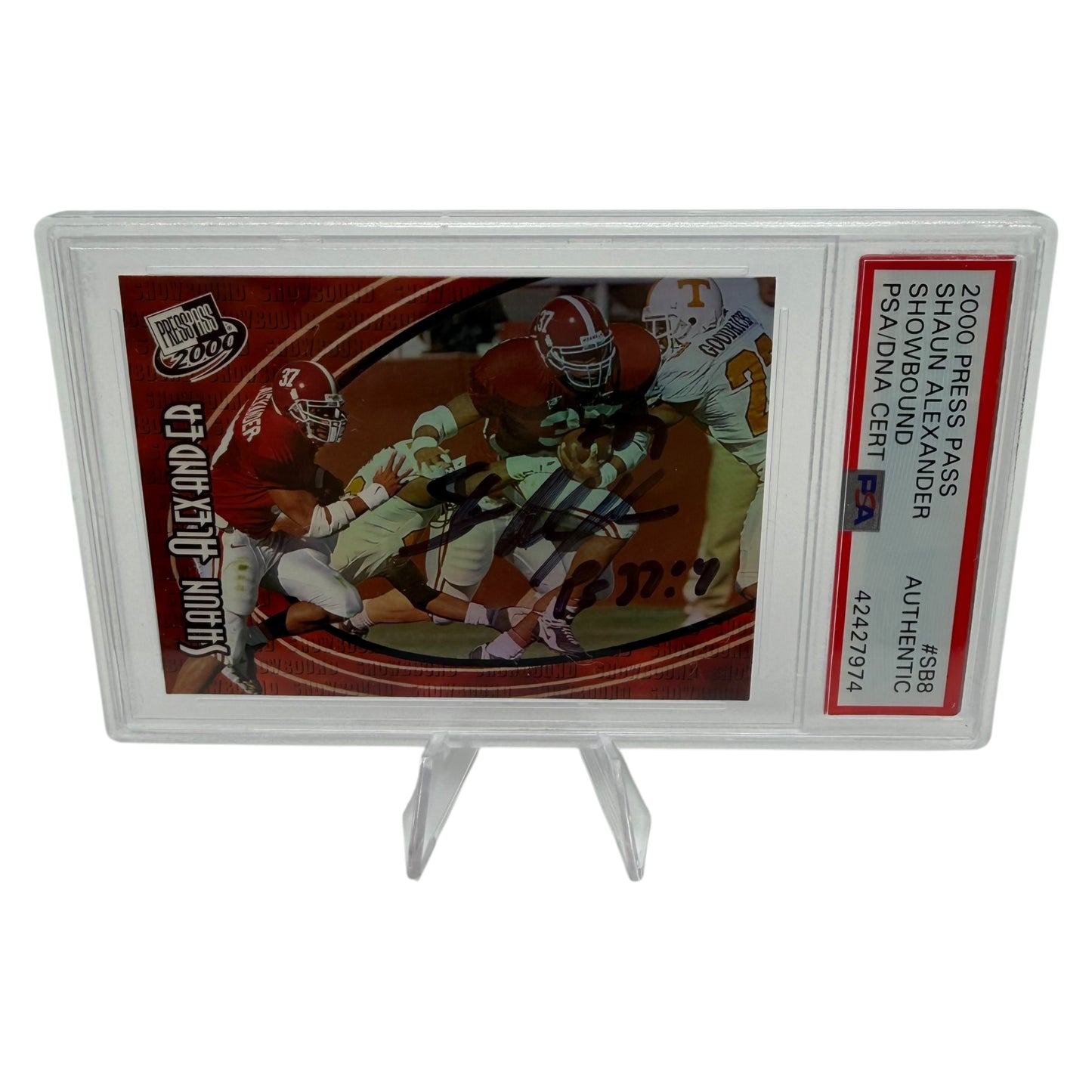 Shaun Alexander Signed Alabama Crimson Tide 2000 Press Pass Rookie Trading Card PSA/DNA Slabbed