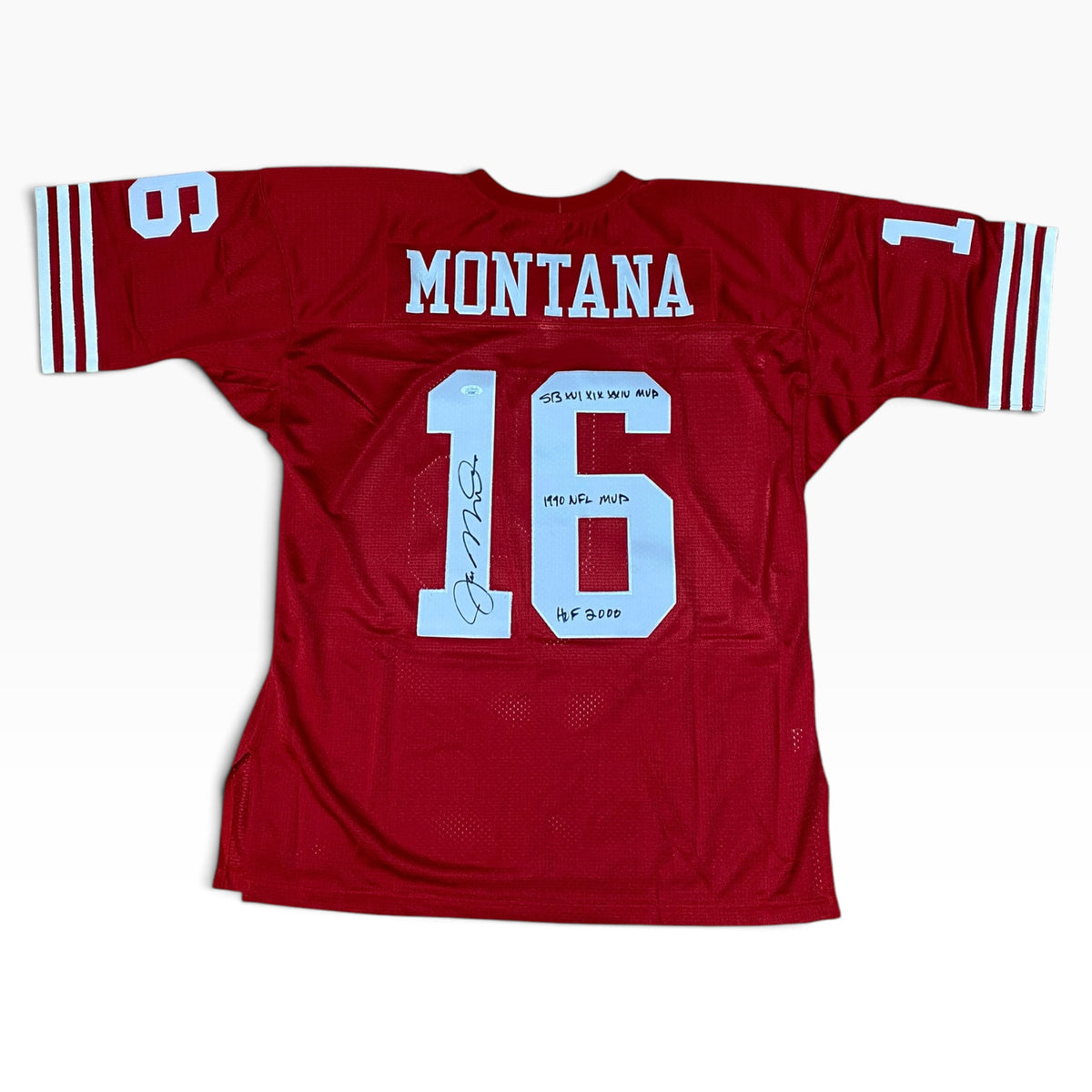 Joe Montana Signed Red #16 Mitchell & Ness Authentic Jersey - San Francisco 49ers QB
