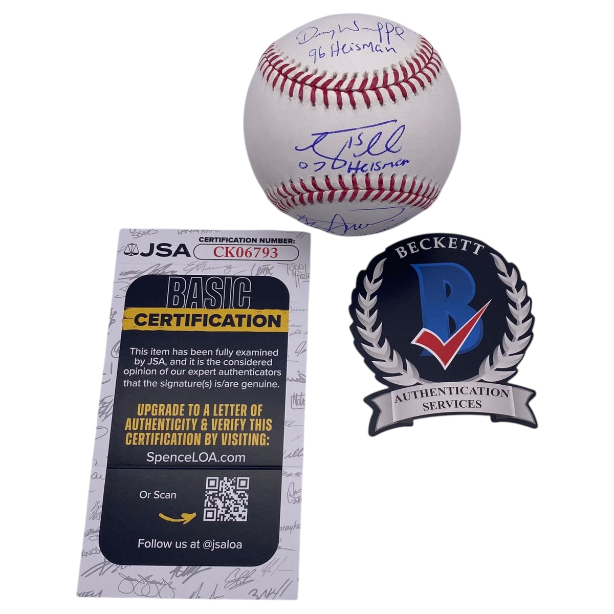 Tim Tebow, Steve Spurrier, Danny Wuerffel Signed Official Major League Baseball Gators Heisman Trophy Winners