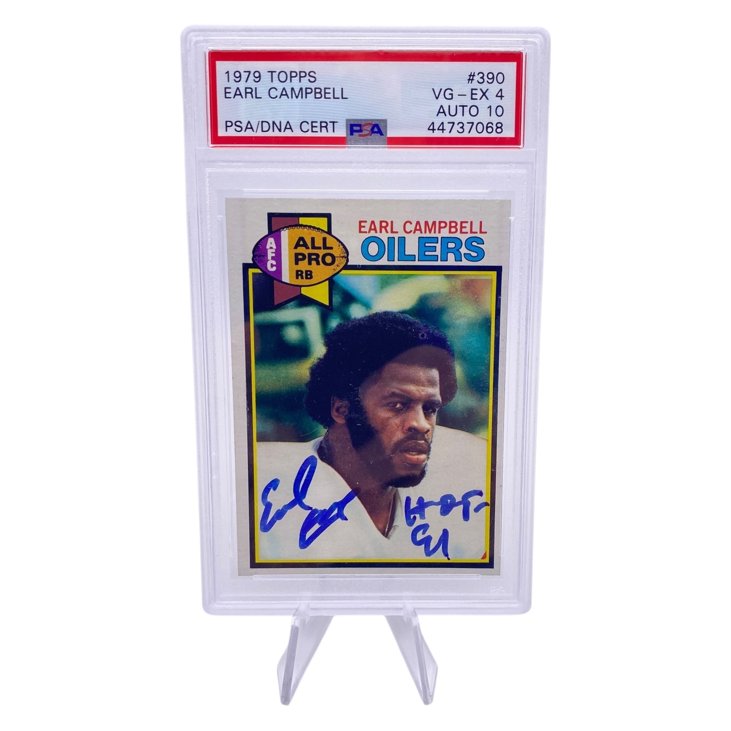 Earl Campbell Signed 1979 Topps #390 Houston Oilers Rookie Card PSA/DNA 4 Autograph 10