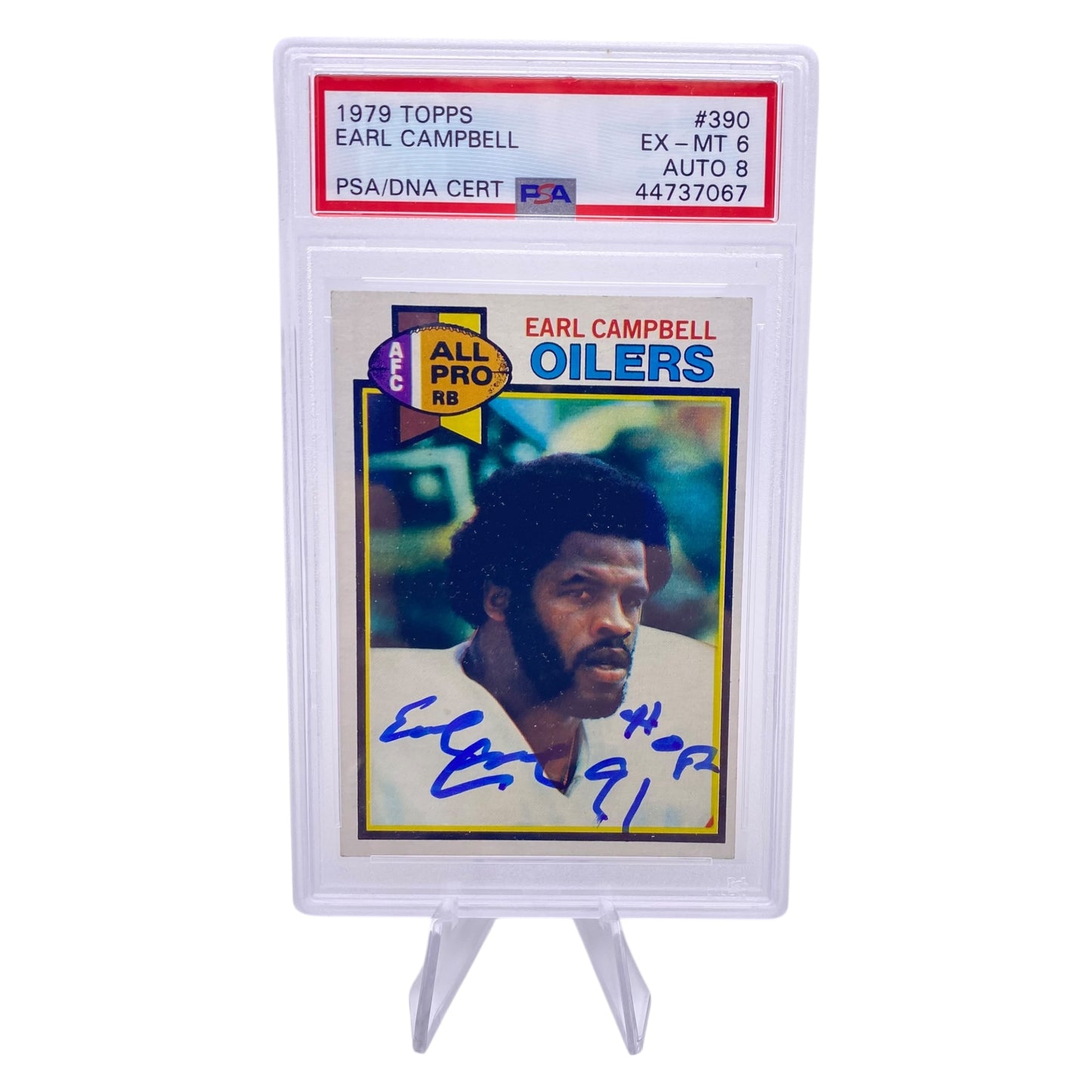 Earl Campbell Signed 1979 Topps #390 Houston Oilers Rookie Card PSA/DNA 6 Autograph 8