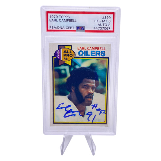Earl Campbell Signed 1979 Topps #390 Houston Oilers Rookie Card PSA/DNA 6 Autograph 8