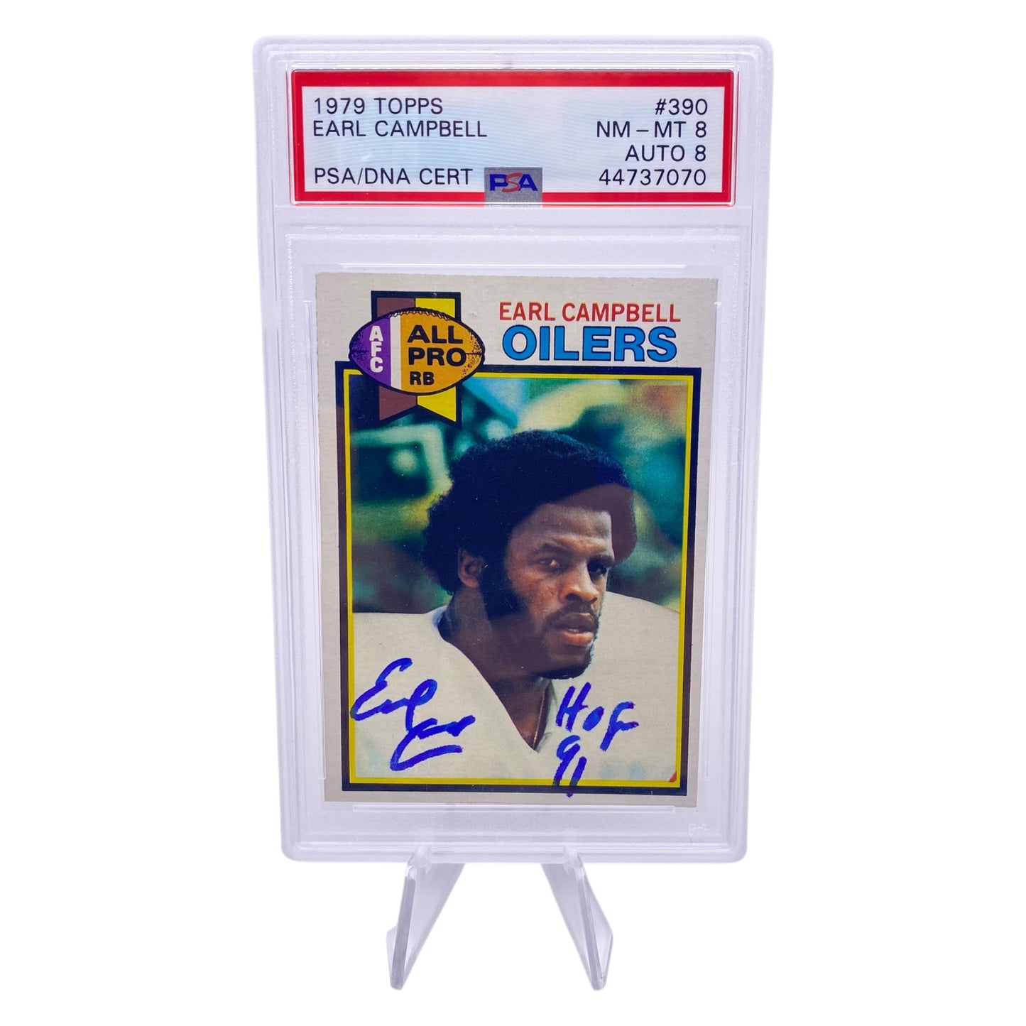 Earl Campbell Signed 1979 Topps #390 Houston Oilers Rookie Card PSA/DNA 8 Autograph 8