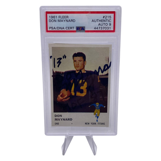 Don Maynard Signed 1961 Fleer #215 New York Jets Rookie Card PSA/DNA Authentic Autograph 9